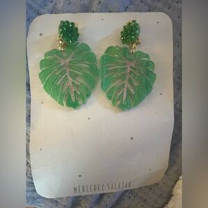Mercedes Salazar Green Leaf Earrings-never worn